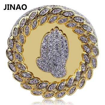 JINAO Hip Hop Men Ring Praying Hand Micro Paved AAA Zircon Stone Iced Out Gold Color Plated Round Finger Ring Size 8-12
JINAO Hip Hop Men Ring Praying Hand Micro Paved AAA Zircon Stone Iced Out Gold Color Plated Round Finger Ring Size 8-12