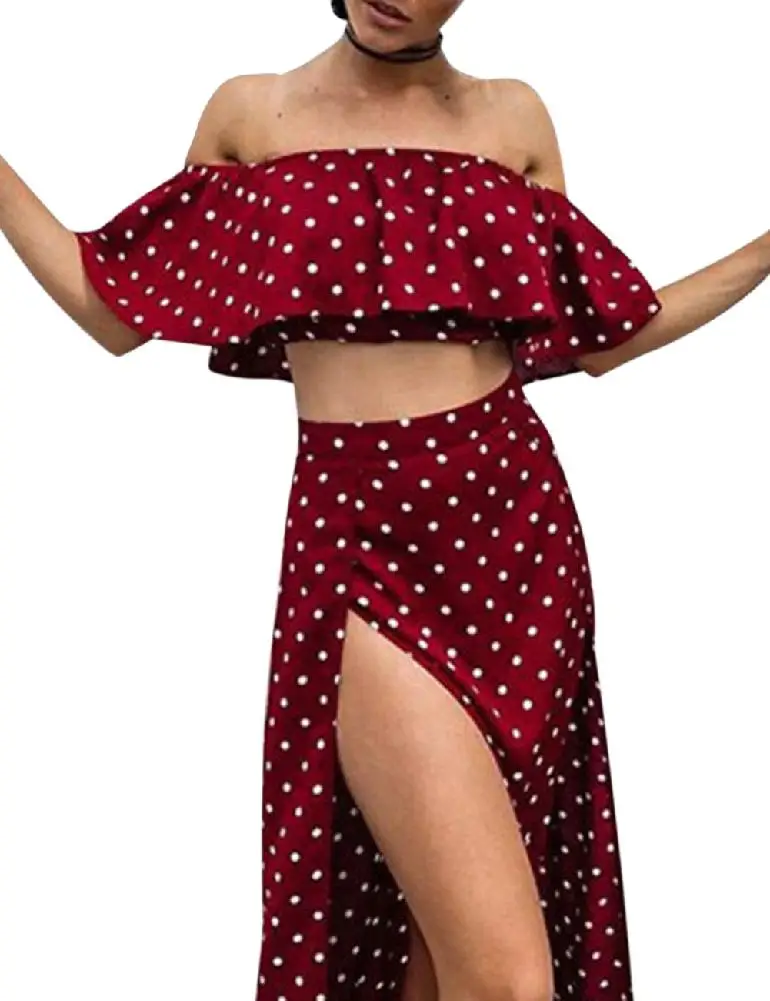 MISSKY Women Bohemian Style Wave Point Clothing Set Sexy Boat Neck Collar Short Tops + Split
MISSKY Women Bohemian Style Wave Point Clothing Set Sexy Boat Neck Collar Short Tops + Split