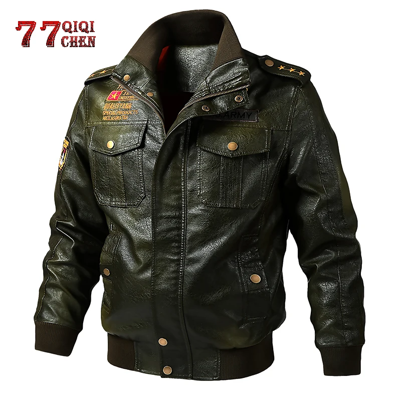 Embroidery Bomber Pilot Leather Jacket Men 2019 Plus SIze 5XL Military Vintage Motorcycle Pu Leather Baseball Coat Jaqueta Couro
Embroidery Bomber Pilot Leather Jacket Men 2019 Plus SIze 5XL Military Vintage Motorcycle Pu Leather Baseball Coat Jaqueta Couro