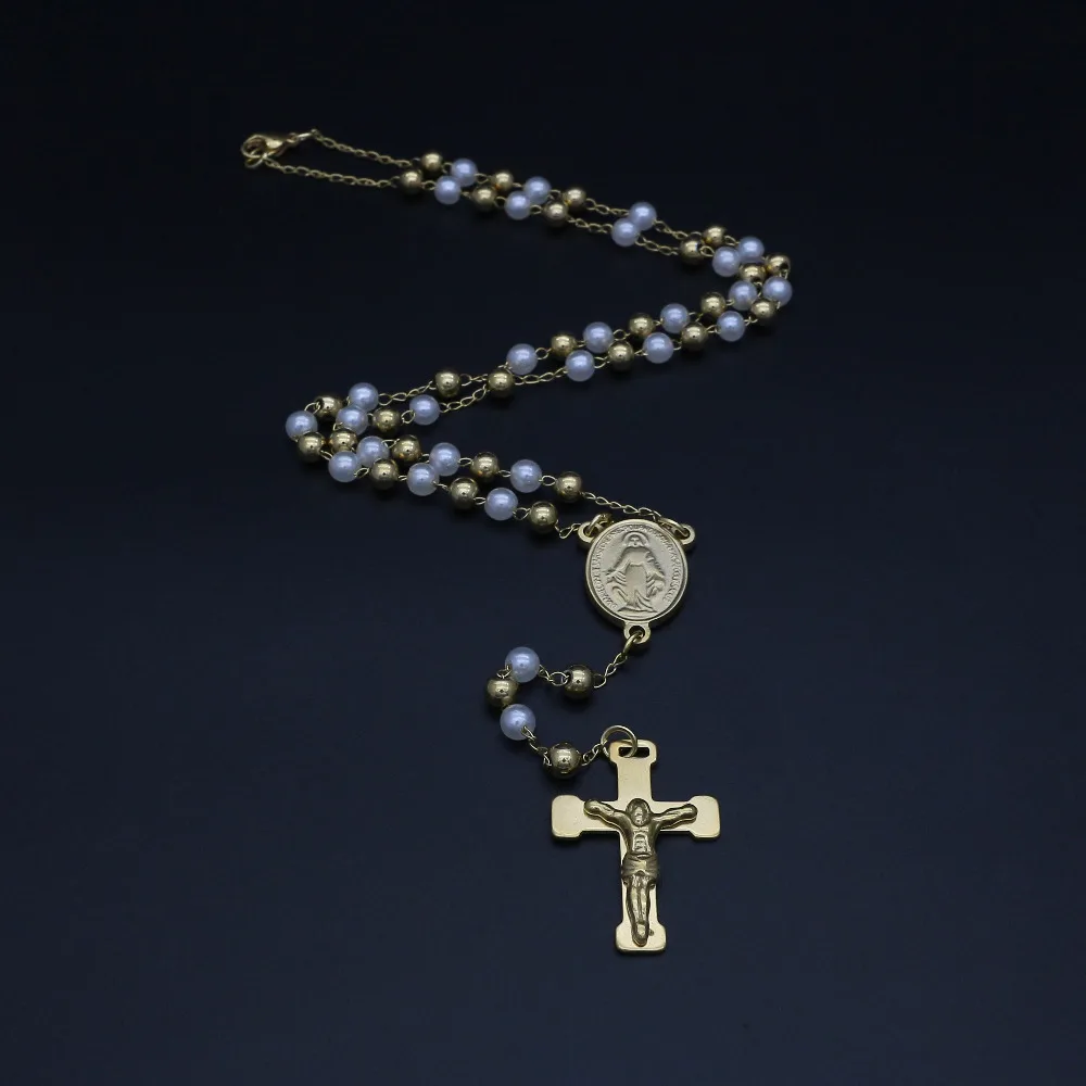 JSBAO 50CM Chain Stainless Steel Simulated Pearlry Bead Chain Rosary Jesus Christ Cross Pendant Long Necklace Women Jewelry
JSBAO 50CM Chain Stainless Steel Simulated Pearlry Bead Chain Rosary Jesus Christ Cross Pendant Long Necklace Women Jewelry