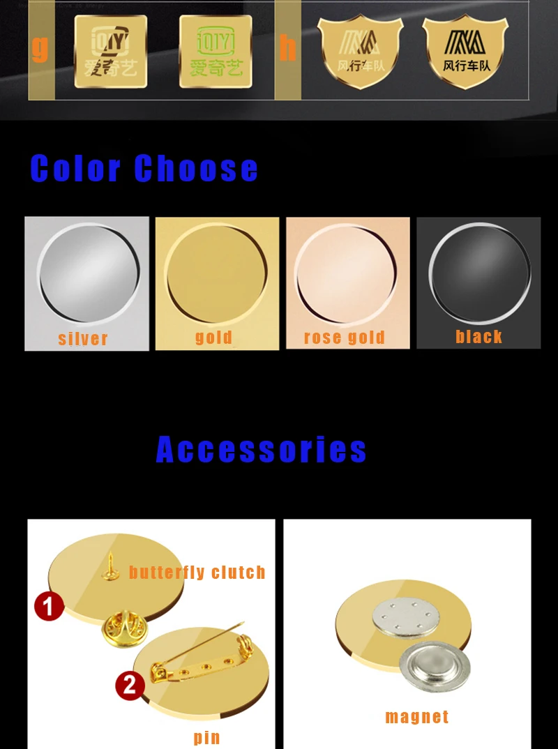 Custom Gold Name Tag Pin Badge Round Lapel Pin Personalized Metal Badge Holder (3)
