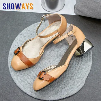 Summer Women Pumps Med Block Heel Beige PU Leather Buckle Square Toe Crystal Ankle Strap D'Orsay Casual Office Hollow Lady Shoes
Summer Women Pumps Med Block Heel Beige PU Leather Buckle Square Toe Crystal Ankle Strap D'Orsay Casual Office Hollow Lady Shoes