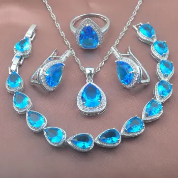 For Women Wedding Jewelry Sets Blue Zirconia Water Drop Bracelet Pendant Earrings Ring Set YZ0356
For Women Wedding Jewelry Sets Blue Zirconia Water Drop Bracelet Pendant Earrings Ring Set YZ0356