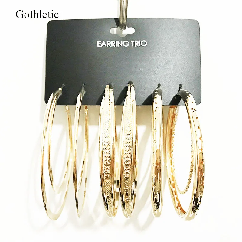 Gothletic Hoop Earrings Set 70MM Gold/Rhodium Color Textured Metal Round Circle Earrings for Women Brincos Fashion Jewelry
Gothletic Hoop Earrings Set 70MM Gold/Rhodium Color Textured Metal Round Circle Earrings for Women Brincos Fashion Jewelry