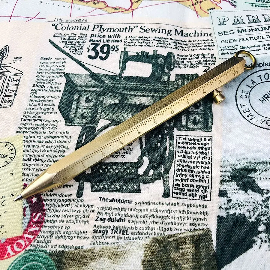 Multifunction Outdoor Travel Kit Tools EDC Dividing Rule Pen Solid Brass Pen Machined Pull Bolt Ballpoint Pen
Multifunction Outdoor Travel Kit Tools EDC Dividing Rule Pen Solid Brass Pen Machined Pull Bolt Ballpoint Pen