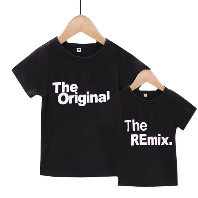 Новинка 2019 модные Семейные комплекты оригинальные футболки Remix с буквенным