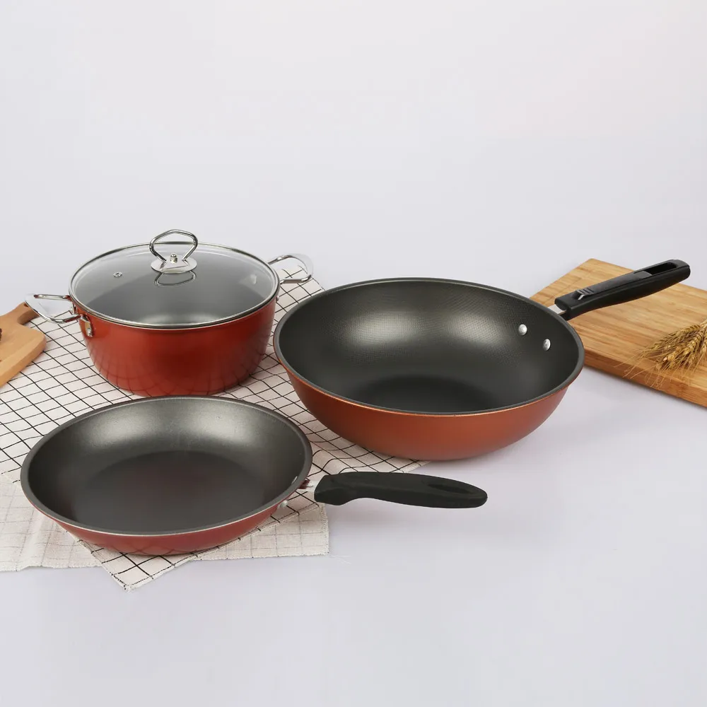 3pcs/set Non-stick Saucepans Set Nonstick Wok Soup Pot Frying Pan Stockpot Set Fast Heat-up Food Boiler Iron Pan with Glass Lid
3pcs/set Non-stick Saucepans Set Nonstick Wok Soup Pot Frying Pan Stockpot Set Fast Heat-up Food Boiler Iron Pan with Glass Lid
