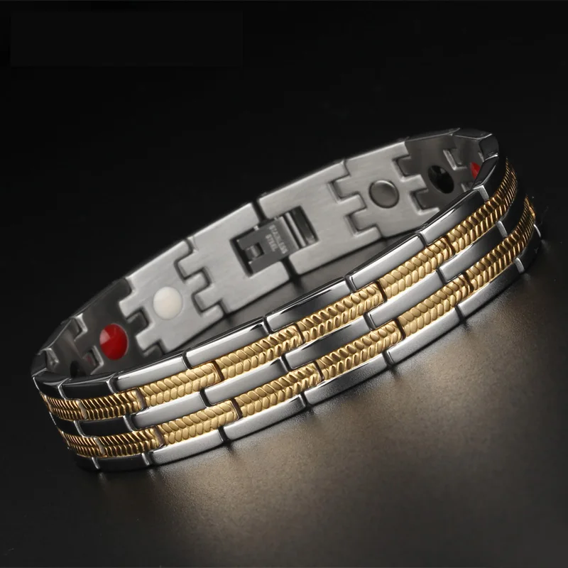 TrustyLan Golden Gold/Black Color Stainless Steel Man Bracelet Homme Fashion Jewelry Friendship Health Magnetic Mens Bracelets 
TrustyLan Golden Gold/Black Color Stainless Steel Man Bracelet Homme Fashion Jewelry Friendship Health Magnetic Mens Bracelets