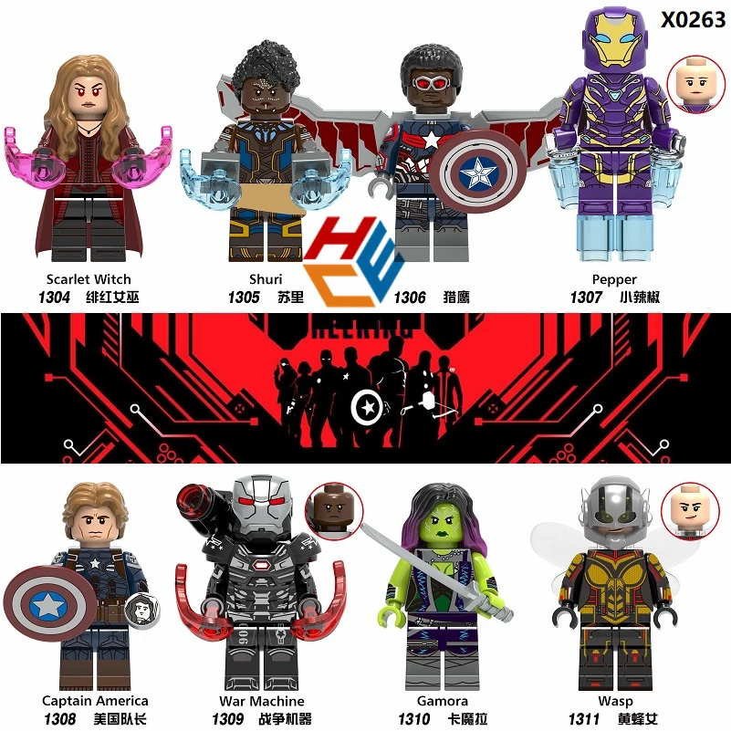 Single Sale Building Block Plastic Super Heroes Scarlet Witch Shuri Gamora Pepper Captain American War Machine For Kid Toy X0263
Single Sale Building Block Plastic Super Heroes Scarlet Witch Shuri Gamora Pepper Captain American War Machine For Kid Toy X0263