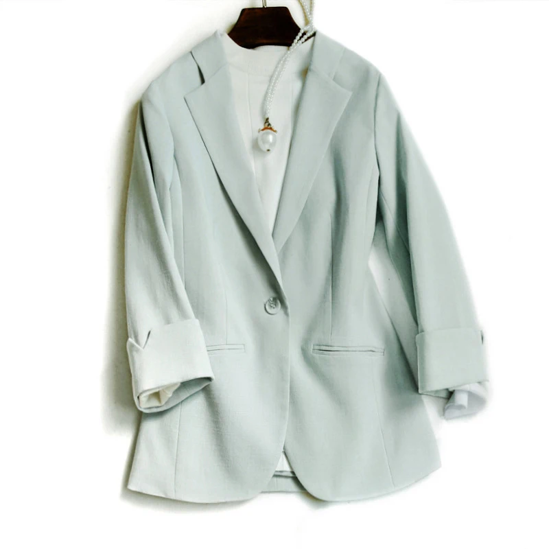 Spring OL cotton and linen small suit seven-point sleeves sleeves one-button buckle solid color Slim suit jacket free shipping
Spring OL cotton and linen small suit seven-point sleeves sleeves one-button buckle solid color Slim suit jacket free shipping