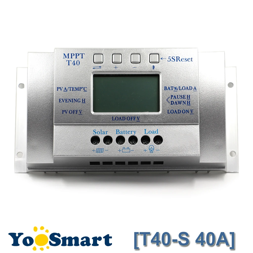 40A Solar Charge Controllers 12V 24V Auto with 5V 1.5A USB Output Load LCD Light and Timer Control Solar Panel Regulator Sliver
40A Solar Charge Controllers 12V 24V Auto with 5V 1.5A USB Output Load LCD Light and Timer Control Solar Panel Regulator Sliver