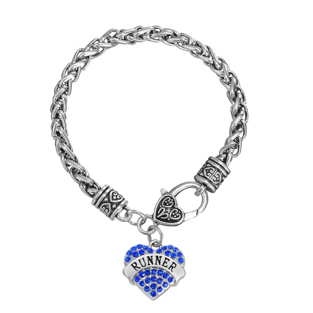 Fishhook Engraved Runner crystal heart charm link chain bracelet on antique silver plated For Women& Men Jewelry
Fishhook Engraved Runner crystal heart charm link chain bracelet on antique silver plated For Women& Men Jewelry