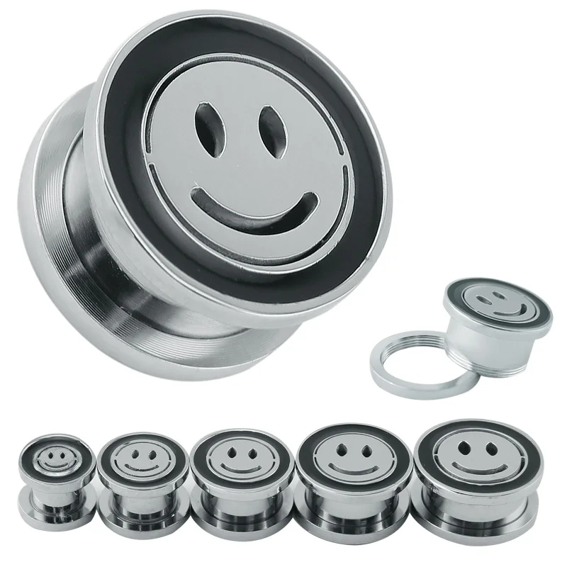 Shiny Smile Ear Gauges Plug 316L Stainless Steel Body Jewelry Screw Ear Plugs Tunnels 8-16mm Wholesale Ear Body Piercing Jewelry 
Shiny Smile Ear Gauges Plug 316L Stainless Steel Body Jewelry Screw Ear Plugs Tunnels 8-16mm Wholesale Ear Body Piercing Jewelry