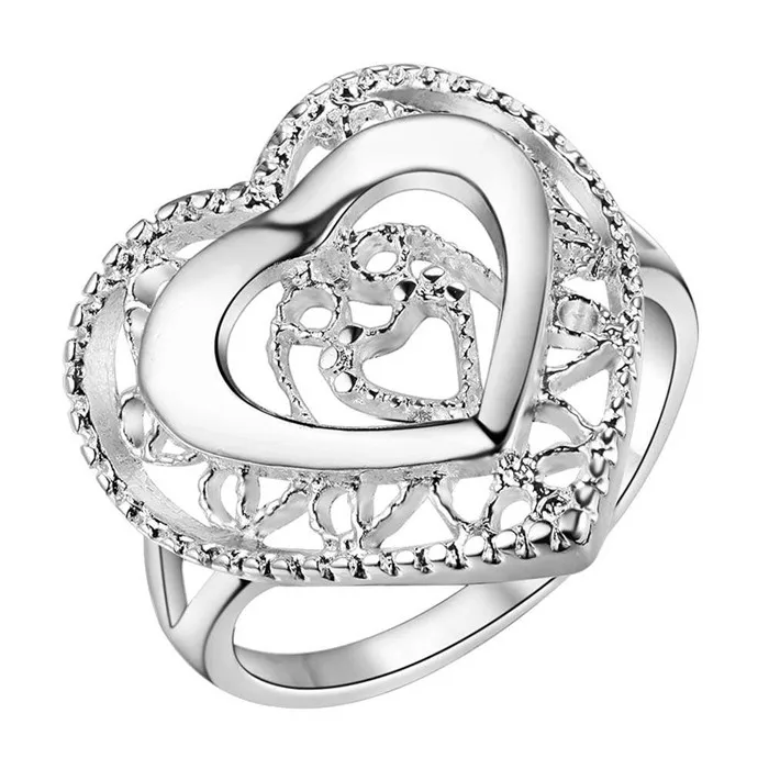 WHOLESALE Hot Promotion silver Fashion Ring Heart Women Engagement wholesale factory store Fine jewelry | Украшения и аксессуары