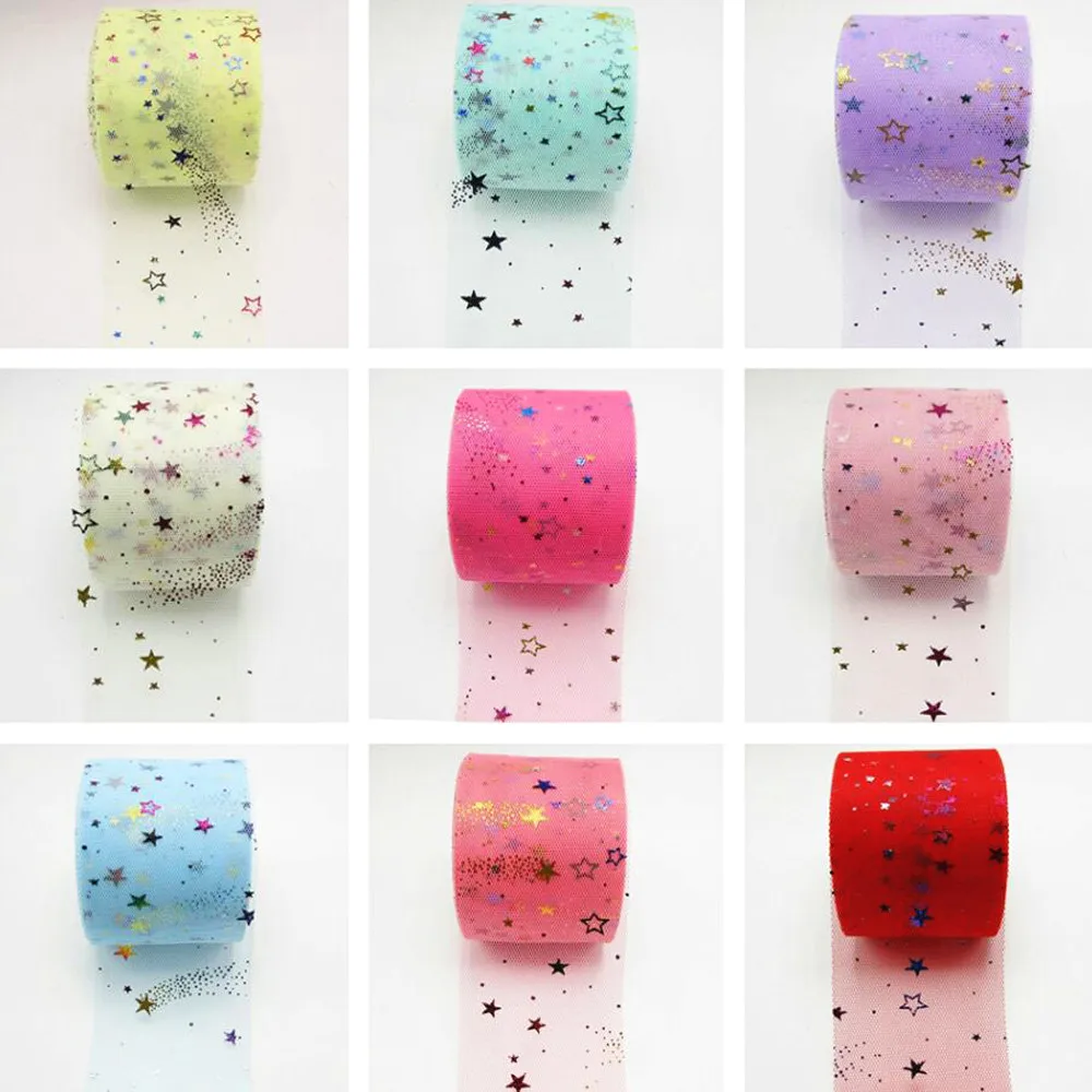 6cm tulle roll ribbon 25 yards/roll colorful five-pointed star mesh pompadour skirt bow head wedding Christmas 60mm sequins
6cm tulle roll ribbon 25 yards/roll colorful five-pointed star mesh pompadour skirt bow head wedding Christmas 60mm sequins