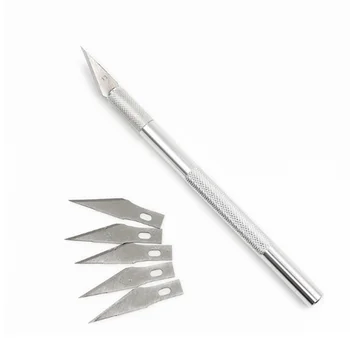 Non-Slip Metal Scalpel Knife Tools Kit Cutter Engraving Craft knives+5pcs Blades Mobile Phone PCB DIY Repair Hand Tools
Non-Slip Metal Scalpel Knife Tools Kit Cutter Engraving Craft knives+5pcs Blades Mobile Phone PCB DIY Repair Hand Tools