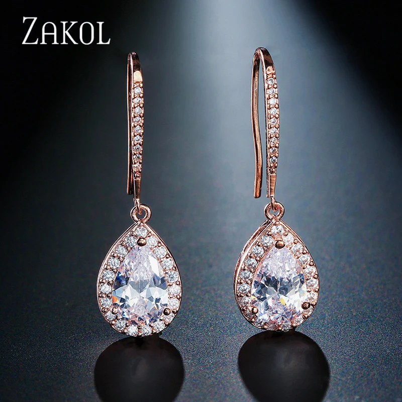 ZAKOL Fashion Clear Crystal Zircon CZ Drop Earrings For Women Luxury Rose gold Long Dangle Hooks Earrings Jewelry FSEP686
ZAKOL Fashion Clear Crystal Zircon CZ Drop Earrings For Women Luxury Rose gold Long Dangle Hooks Earrings Jewelry FSEP686