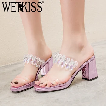 WETKISS High Heels Slippers Women Footwear Crystal Slides Platform Shoes Female Transparent Pvc Mules Shoes Woman Summer 2019
WETKISS High Heels Slippers Women Footwear Crystal Slides Platform Shoes Female Transparent Pvc Mules Shoes Woman Summer 2019