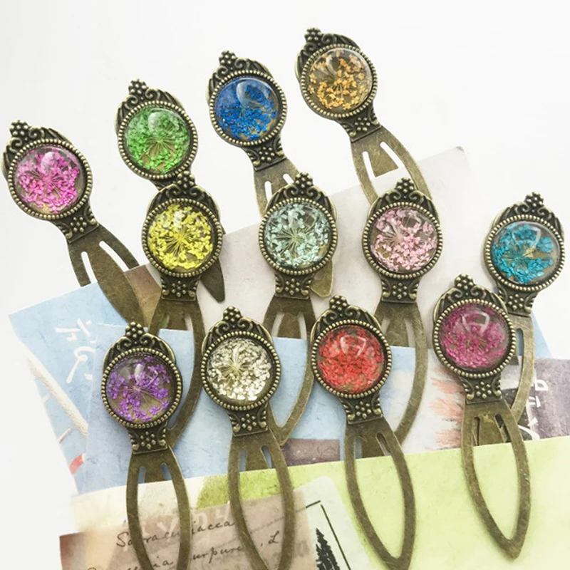 Dried flower Romantic Design Retro Metal Alloy Bronze Bookmark Document Book Mark Label Diy Fit For Gift School Office Decor | Канцтовары
