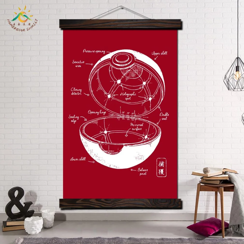 Red Pokemon Pokebal Blueprint Vintage Posters and Prints Scroll Painting Canvas Art Wall Pictures Frame Painting Home Decoration
Red Pokemon Pokebal Blueprint Vintage Posters and Prints Scroll Painting Canvas Art Wall Pictures Frame Painting Home Decoration