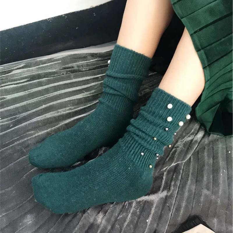 [COSPLACOOL] Модные жемчужные блестящие теплые носки ручной работы женские хлопковые
