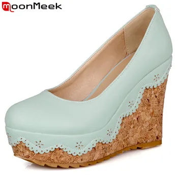 MoonMeek Hot sale women pumps high quality personality high heels shoes women round toe wedges platform soft leather lady pumps
MoonMeek Hot sale women pumps high quality personality high heels shoes women round toe wedges platform soft leather lady pumps