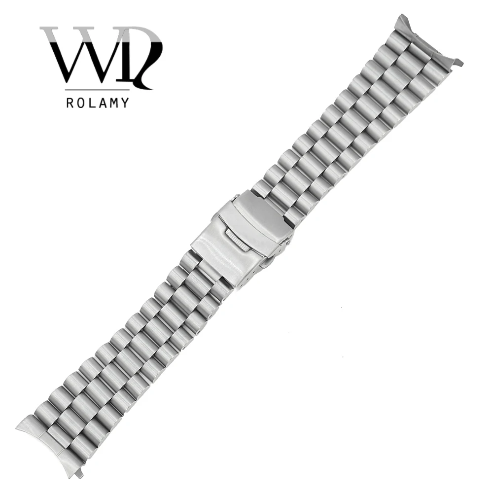 Rolamy 20 22mm Silver Hollow Curved End Solid Links Replacement Watch Band Strap Bracelet Double Push Clasp For Seiko
Rolamy 20 22mm Silver Hollow Curved End Solid Links Replacement Watch Band Strap Bracelet Double Push Clasp For Seiko
