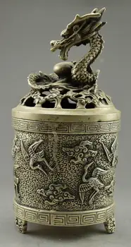 Collectible Decorate Old Handwork Tibet Silver Crave Dragon Crane Incense Burner Statue fast Shipping
Collectible Decorate Old Handwork Tibet Silver Crave Dragon Crane Incense Burner Statue fast Shipping