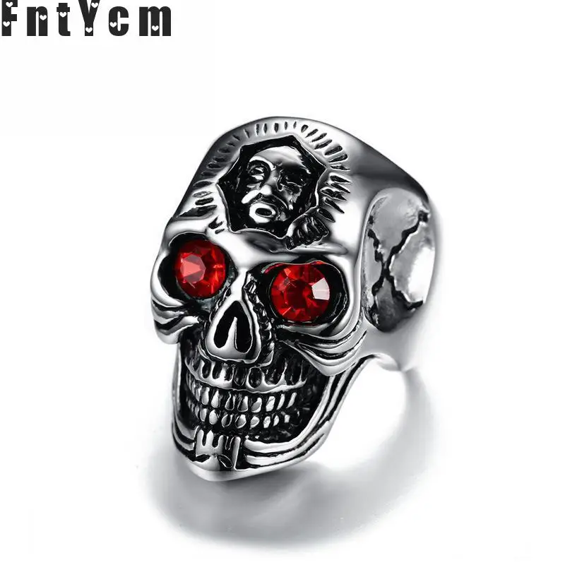 Skeleton Skull Stainless Steel Red Rhinestone Ghost Ring Men's Punk Ring Silver Wedding Rings Anillos Bague Homme Anel Masculino
Skeleton Skull Stainless Steel Red Rhinestone Ghost Ring Men's Punk Ring Silver Wedding Rings Anillos Bague Homme Anel Masculino