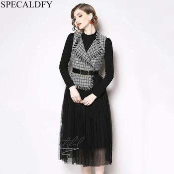 Autumn Winter Dress Women Long Sleeve Knitted Pullover + Sleeveless Patchwork Dress HIgh Quality Fashion Runway Dresses Belt
Autumn Winter Dress Women Long Sleeve Knitted Pullover + Sleeveless Patchwork Dress HIgh Quality Fashion Runway Dresses Belt