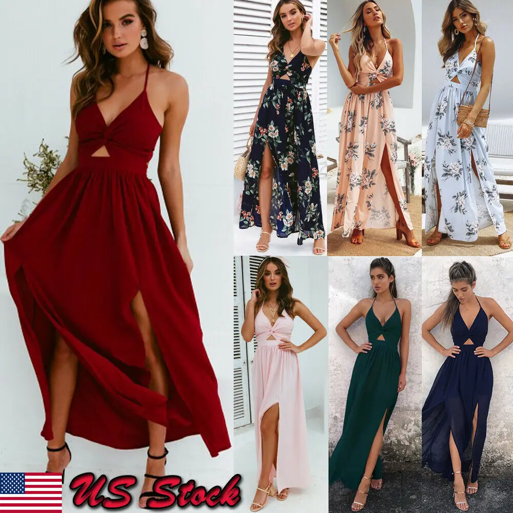 Hot Women Long Maxi Dress Spaghetti Strap Hollow Out Sleeveless Floral V-Neck Summer Boho Chiffon Party Evening Beach Dresses 
Hot Women Long Maxi Dress Spaghetti Strap Hollow Out Sleeveless Floral V-Neck Summer Boho Chiffon Party Evening Beach Dresses