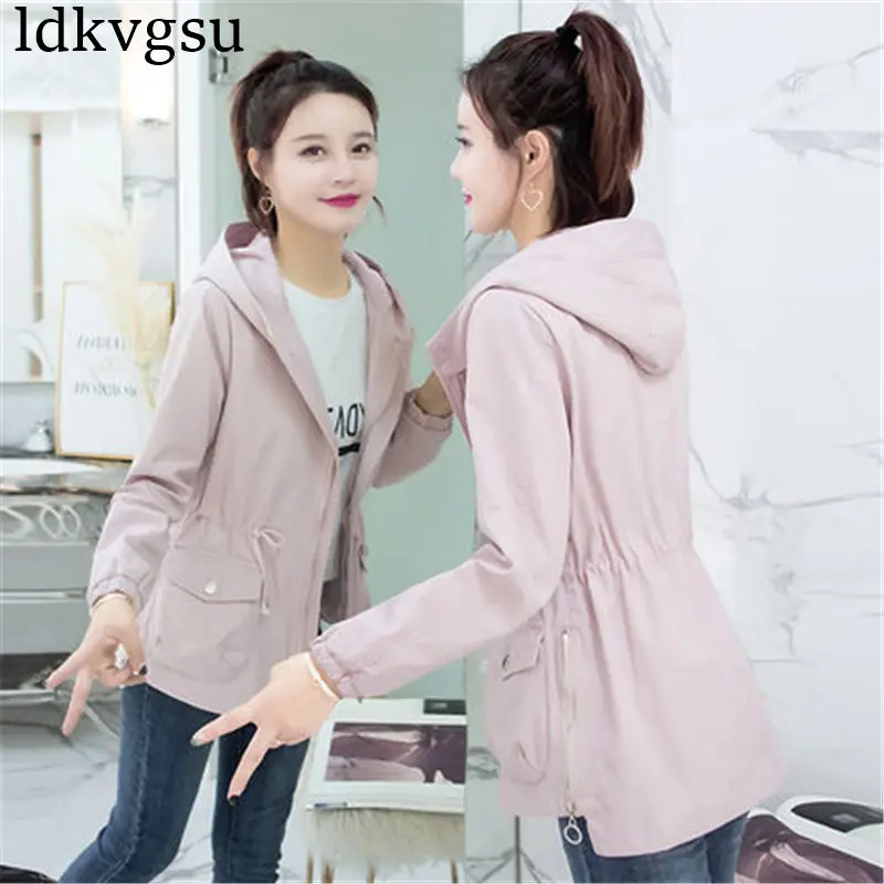 Casual 2019 Spring Autumn Jackets Coats Women Hooded Drawstring Windbreaker Outerwear Female Tops A716
Casual 2019 Spring Autumn Jackets Coats Women Hooded Drawstring Windbreaker Outerwear Female Tops A716