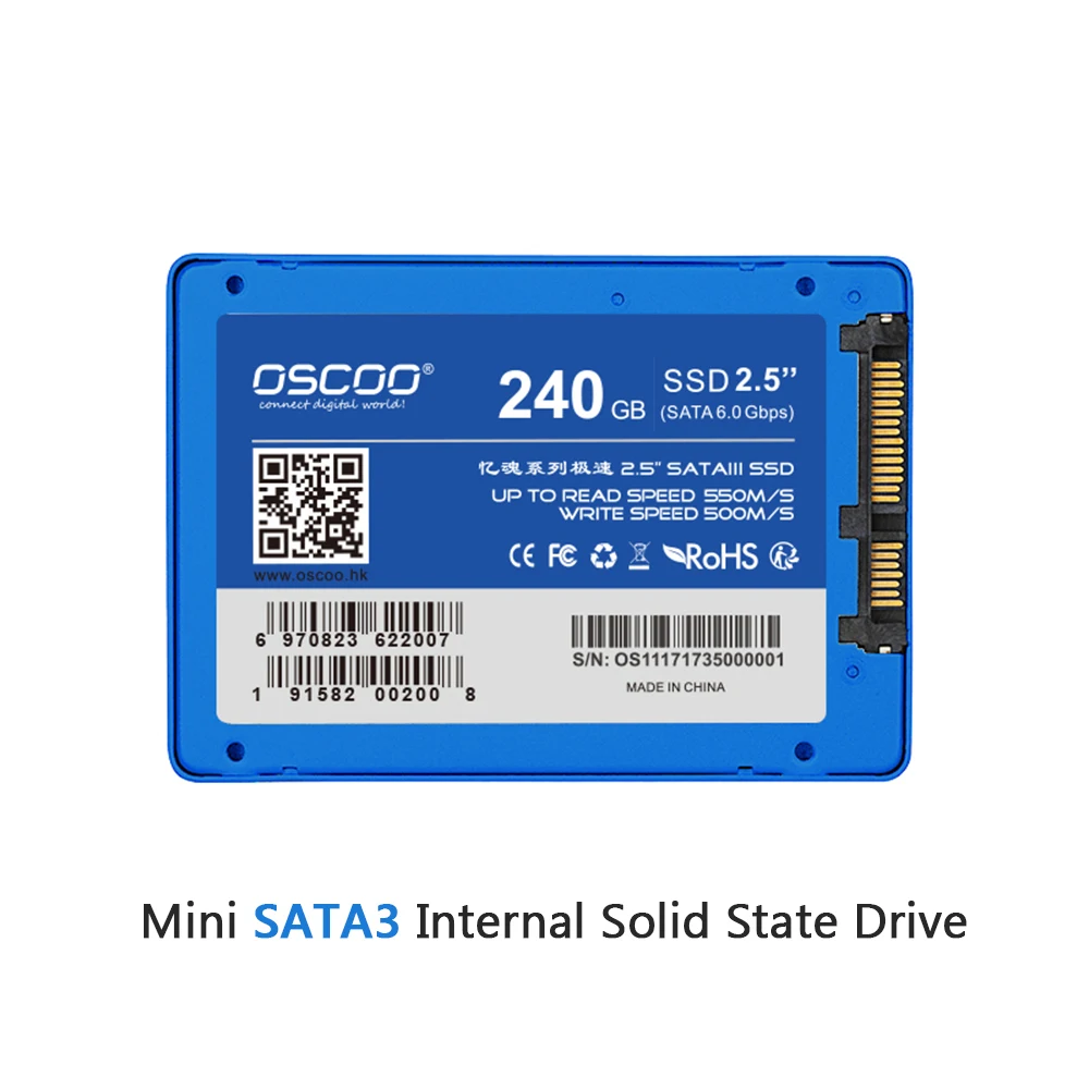 OSCOO SATA III 6Gb/s 2.5" / 7mm 240G 480G 120G Internal Solid State Drive SATA3 SSD for PC Laptop Desktop
OSCOO SATA III 6Gb/s 2.5" / 7mm 240G 480G 120G Internal Solid State Drive SATA3 SSD for PC Laptop Desktop