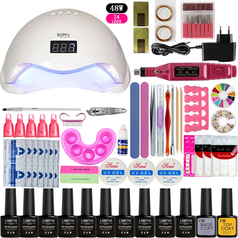 36/48/54W uv led lamp 10 Color Soak Off Gel Nail Gel polish for nails set manicure tools set Electric drill set nail kit
36/48/54W uv led lamp 10 Color Soak Off Gel Nail Gel polish for nails set manicure tools set Electric drill set nail kit