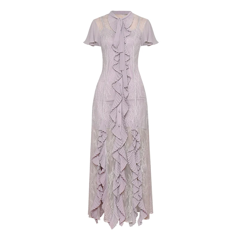 HIGH QUALITY New Fashion 2019 Designer Runway Dress Women's Short Sleeve Ruffle Lace Long Dress
HIGH QUALITY New Fashion 2019 Designer Runway Dress Women's Short Sleeve Ruffle Lace Long Dress