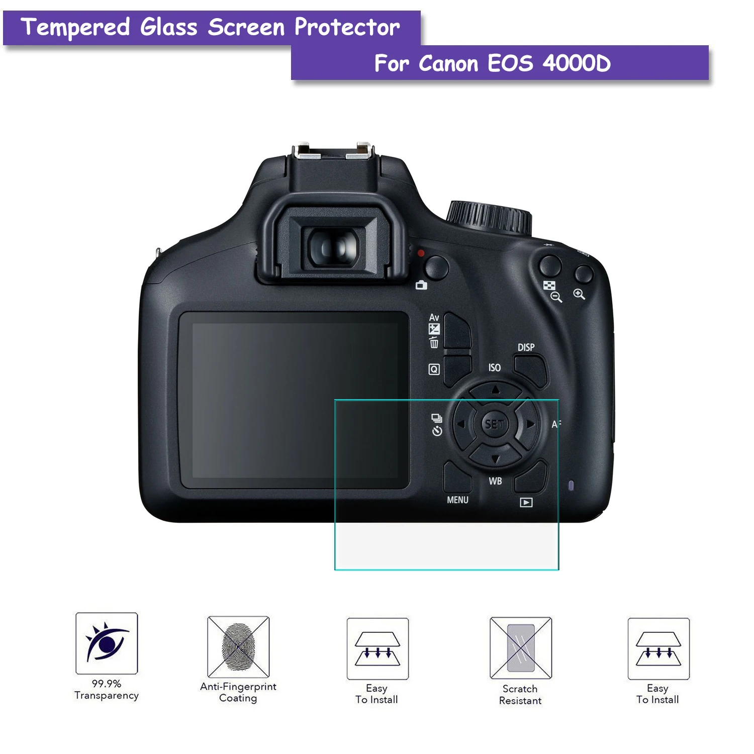 9H Tempered Glass LCD Screen Protector Shield Film for Canon EOS 4000D Camera Accessories
9H Tempered Glass LCD Screen Protector Shield Film for Canon EOS 4000D Camera Accessories