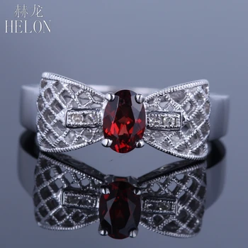 HELON Solid 10K White Gold 6x4mm Oval Cut Genuine Garnet Bowknot Antique Filigree Wedding Jewelry Natural Diamonds Gemstone Ring
HELON Solid 10K White Gold 6x4mm Oval Cut Genuine Garnet Bowknot Antique Filigree Wedding Jewelry Natural Diamonds Gemstone Ring