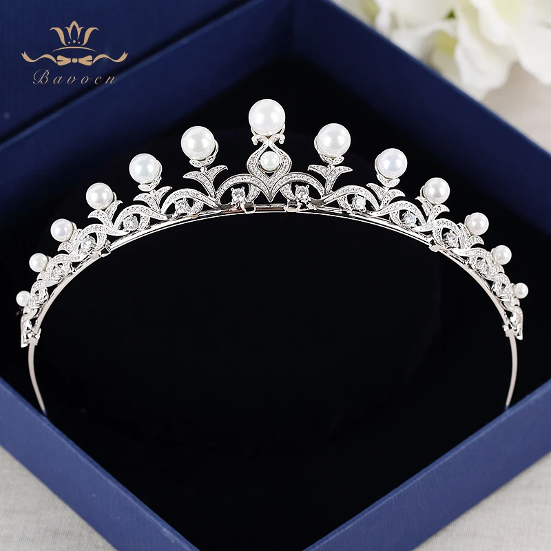 Bavoen Brides Pearls Hairbands Evening Zircon Crystal Crown Tiara Wedding Hair Jewelry
Bavoen Brides Pearls Hairbands Evening Zircon Crystal Crown Tiara Wedding Hair Jewelry