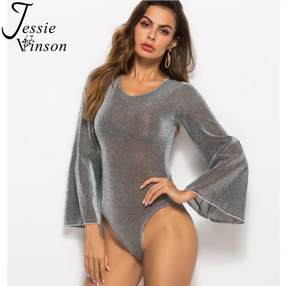 Jessie Vinson Long Flare Sleeves O-neck Glittered Mesh Bodysuit Women One Piece Stretchy Shiny Romper Skinny Playsuit
Jessie Vinson Long Flare Sleeves O-neck Glittered Mesh Bodysuit Women One Piece Stretchy Shiny Romper Skinny Playsuit