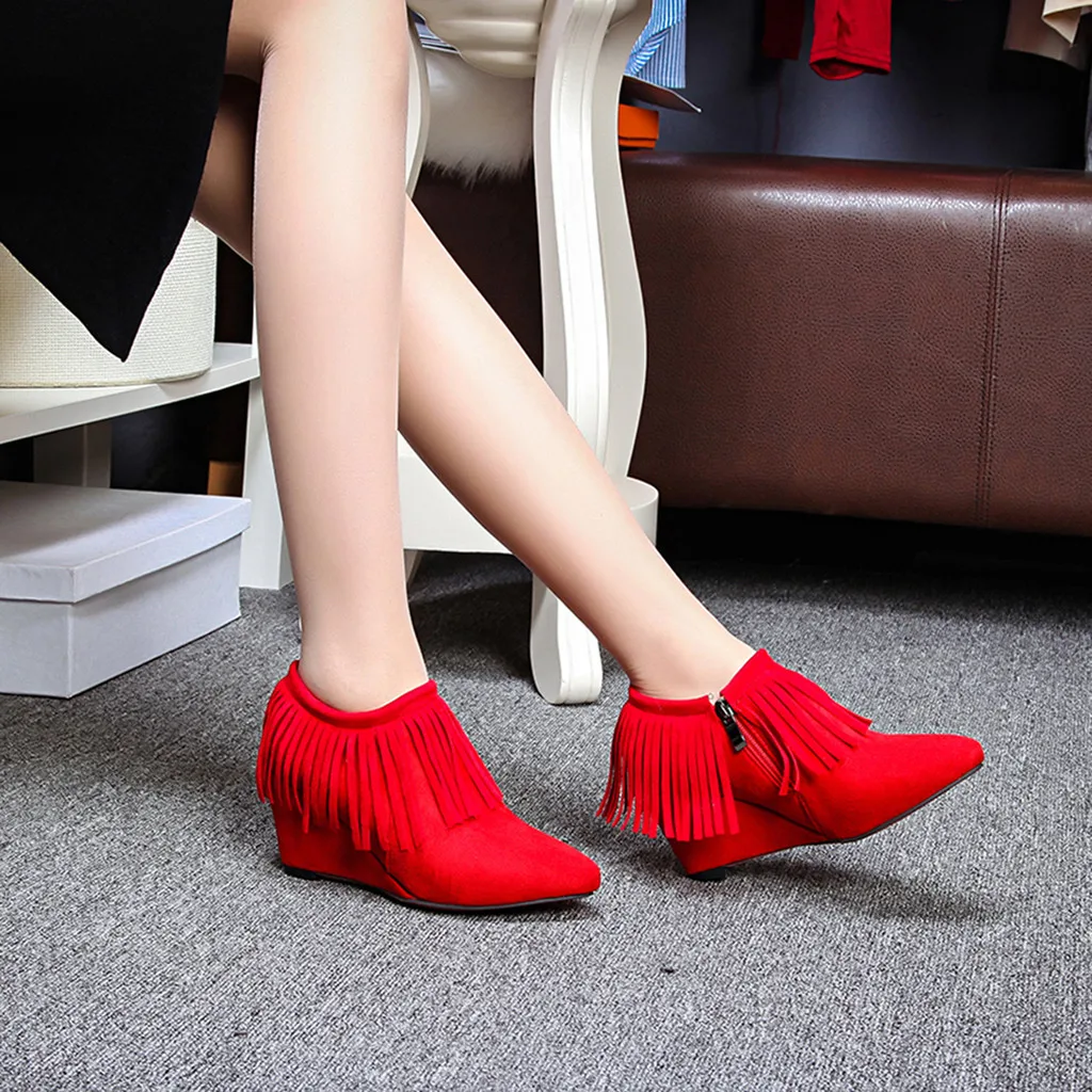 YOUYEDIAN Autumn Red Boots Women Fringe Ankle Boots For Women Pointed Toe Casual Female Shoes 2019 High Heel Bottes Femme
YOUYEDIAN Autumn Red Boots Women Fringe Ankle Boots For Women Pointed Toe Casual Female Shoes 2019 High Heel Bottes Femme