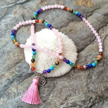 5 Strands Natural 7 Chakras crystal pink Quartz Stone Beads with Tassel Knot Handmade Boho Women Jewelry Necklaces NK101-6
5 Strands Natural 7 Chakras crystal pink Quartz Stone Beads with Tassel Knot Handmade Boho Women Jewelry Necklaces NK101-6