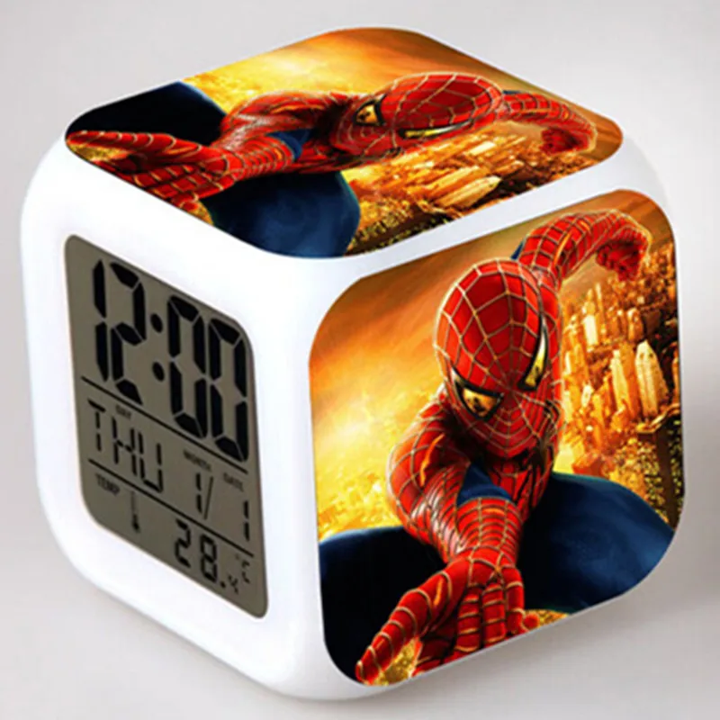 New Arrival Spiderman Digital Clock 7 Colors Changing Spider man LED Alarm Clock Lovely Cartoon night light Alarm Clock for Kids
New Arrival Spiderman Digital Clock 7 Colors Changing Spider man LED Alarm Clock Lovely Cartoon night light Alarm Clock for Kids