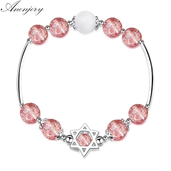 Anenjery Luxury Natural Strawberry Crystal Lucky Beads Star Bracelet For Women Silver Color Baraclet Bangles S-B195 
Anenjery Luxury Natural Strawberry Crystal Lucky Beads Star Bracelet For Women Silver Color Baraclet Bangles S-B195