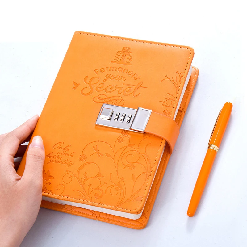 Image B6 Faux Leather Password Lock Notebook Personal Diary Memos Agenda Planner Organizer Composition Travel Journal Office Books