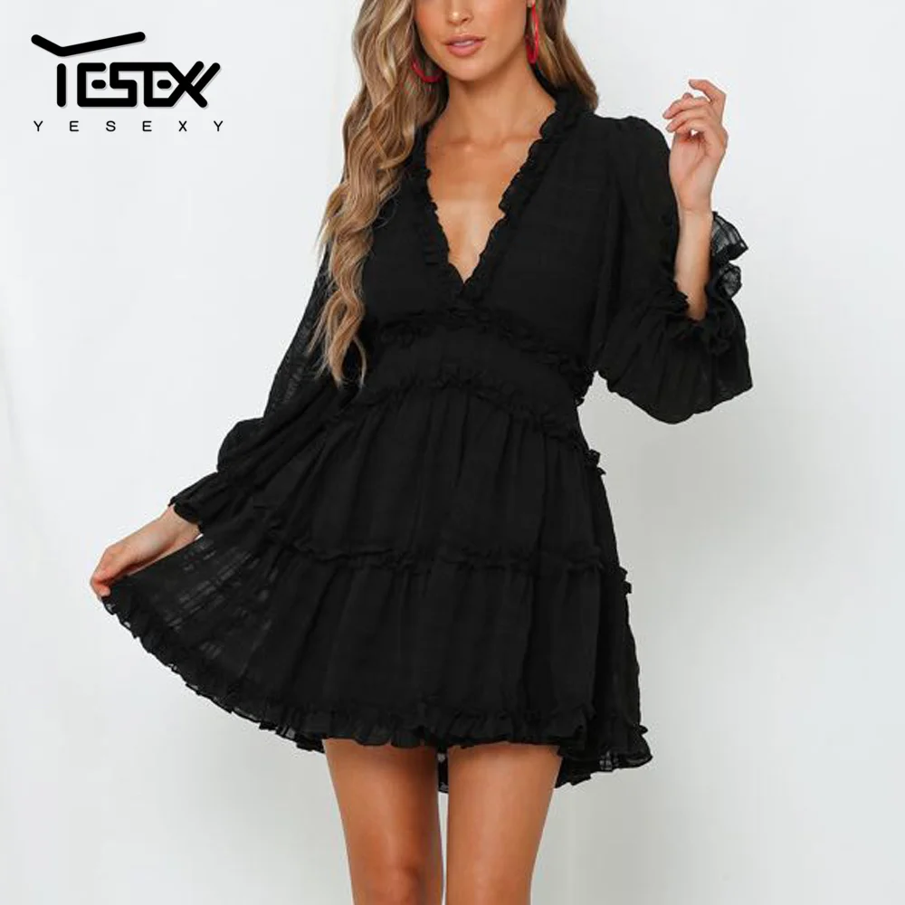 Yesexy 2019 V Neck Sexy Solid Color Ruffles Women Dresses Backless Long Sleeve Female Mini Dresses VR2020
Yesexy 2019 V Neck Sexy Solid Color Ruffles Women Dresses Backless Long Sleeve Female Mini Dresses VR2020