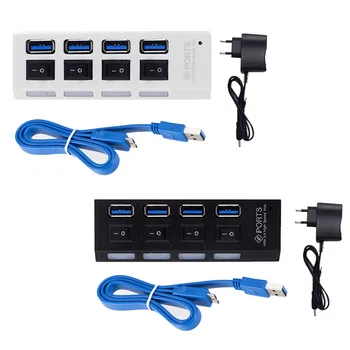 

VONET 4-Port High Speed USB3.0 Hub with Individual Switches Power Supply for Laptop PC Computer Notebook Accessories EU Plug