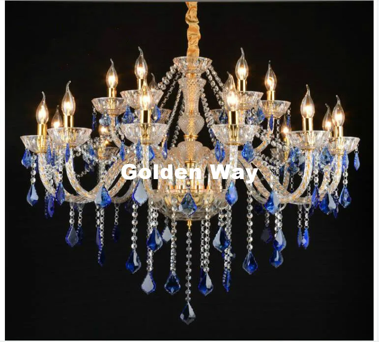 

Free Shipping Modern Clear Blue Crystals Luxury Crystal Chandelier Lustre Sala De Cristal Para Modern Chandeliers Lamp Fixture