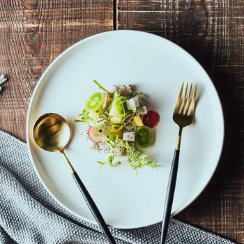 Nordic style tableware steak plate Western dish home creative round ceramic Dinner plate Pottery Porcelain salad plates 
Nordic style tableware steak plate Western dish home creative round ceramic Dinner plate Pottery Porcelain salad plates