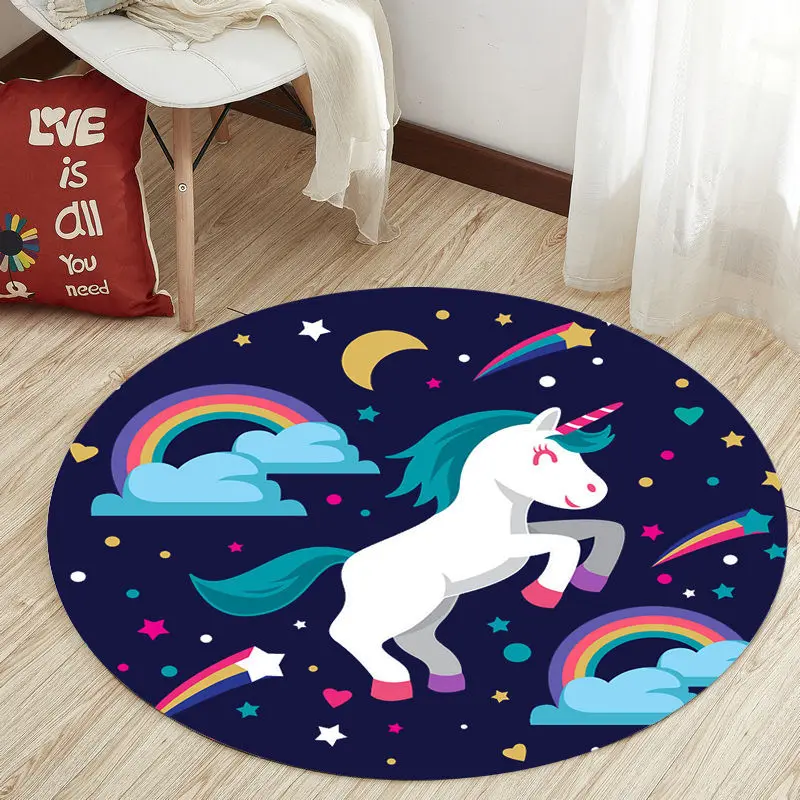 Cute Blue Unicorn Designer Round Floor Mat Balcony Doorway Welcome Doormat Home Bedroom Decor Carpets Child play Anti-slip Rugs
Cute Blue Unicorn Designer Round Floor Mat Balcony Doorway Welcome Doormat Home Bedroom Decor Carpets Child play Anti-slip Rugs