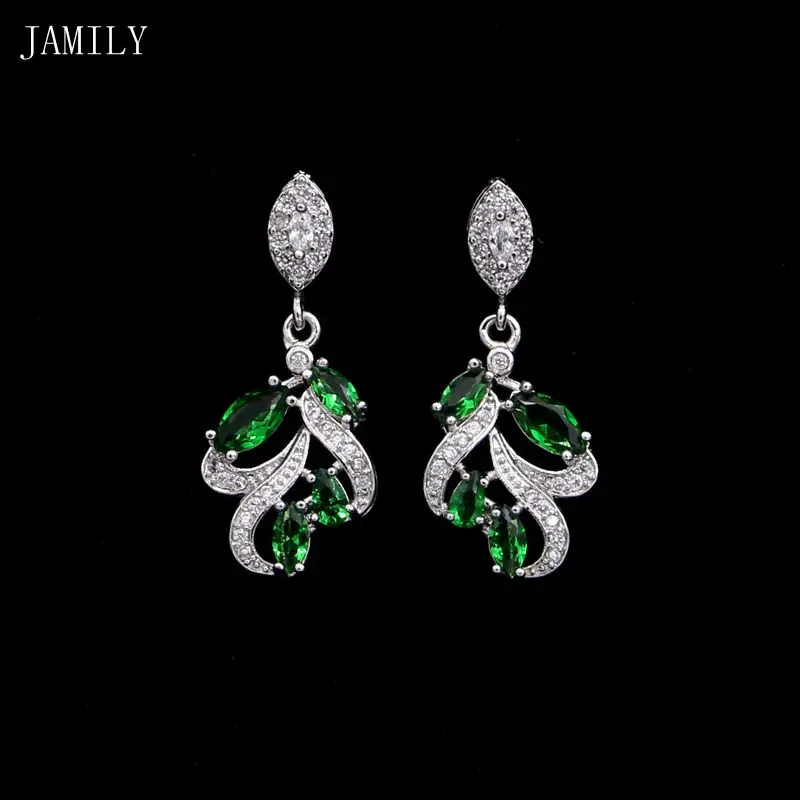 JAMILY Romantic 925 Sterling Silver Wedding Earrings Natural Green Cubic Zirconia Accessories For Bridal
JAMILY Romantic 925 Sterling Silver Wedding Earrings Natural Green Cubic Zirconia Accessories For Bridal